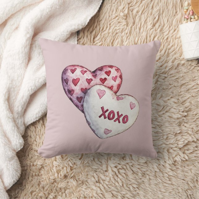 Coussin Cœurs rouges roses XOXO (Couverture)