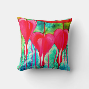 Coussin Coeurs saignants Aquarelle abstraite