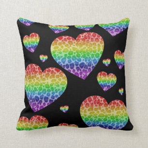 Coussin Coeurs vintages de Valentine d'arc-en-ciel du
