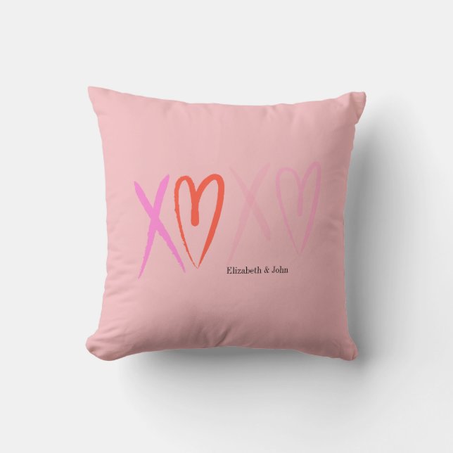 Coussin Cœurs XOXO colorés Saint-Valentin  (Recto)