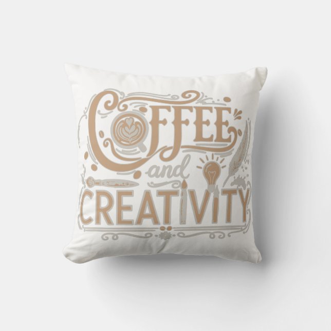 Coussin Coffee and Creativity Typography (Recto)