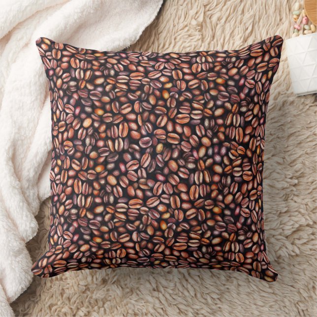 Coussin Coffee Haricots crayon Motif Rustique Brown (Couverture)