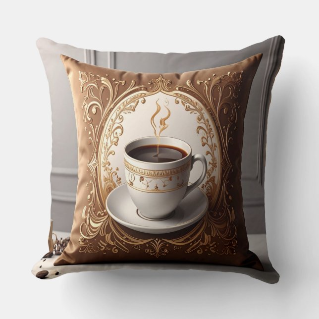 Coussin Coffee Lover's Haven Throw Pillow - Luxurious Pill (Recto)