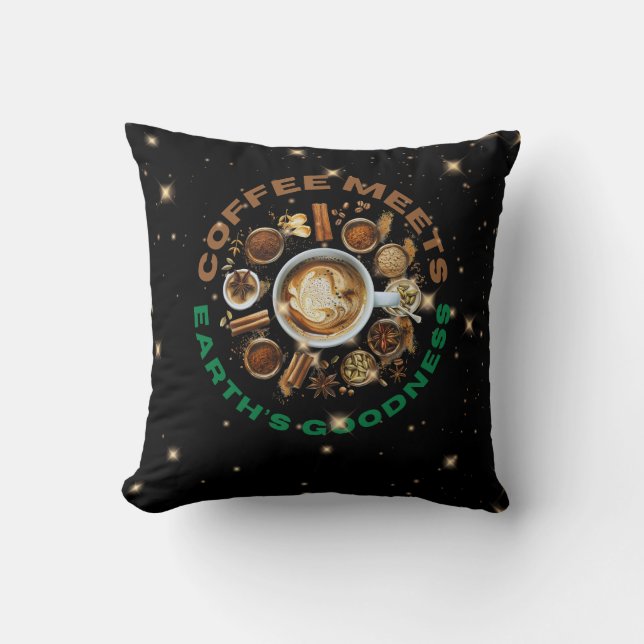 Coussin Coffee Meets Earth’s Goodness – Étoile Botanique  (Recto)