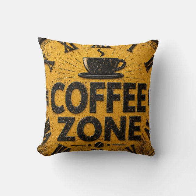 Coussin Coffee Zone Rustic Bar Farmhouse Kitchen Decor (Recto)
