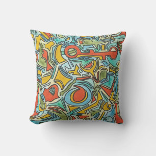 Coussin Coffre au trésor - Art abstrait coloré gras