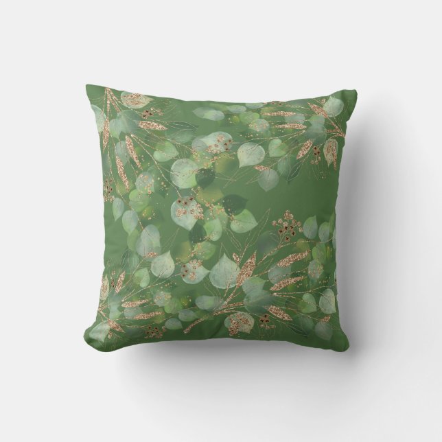 COUSSIN COGE VERT & OR EUCALYPTUS DOUBLE CÔTÉ (Recto)