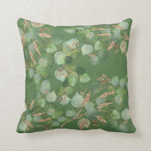 COUSSIN COGE VERT & OR EUCALYPTUS DOUBLE CÔTÉ