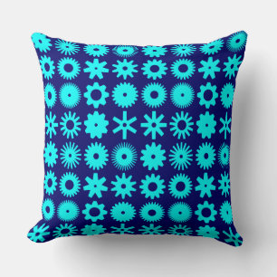 Coussin Cogs - Cyan sur Deep Navy