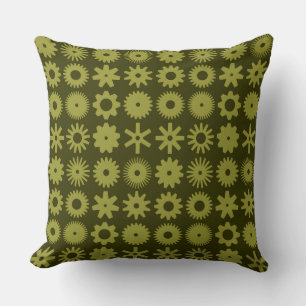 Coussin Cogs - Olive on Dark Olive