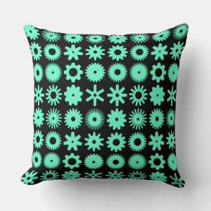 Coussin Cogs - Turquoise sur Noir