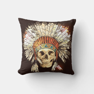 Coussin Coiffure Amérindienne Tirée À La Main Avec H