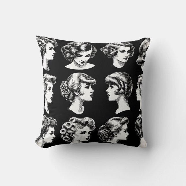 Coussin Coiffure vintage pour femmes Jeu d'oreiller (Recto)