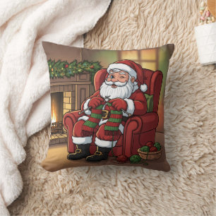 Coussin Coin « Niche de tricotage de Père Noël personnalis