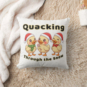Coussin Coinçant dans la neige Canard Kawaii Drôle