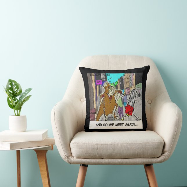 Coussin Coincé: tronçonneuse contre arbre bande dessinée d (Chaise)