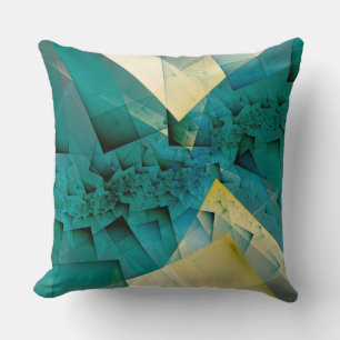 Coussin Coins verts fractaux géométriques