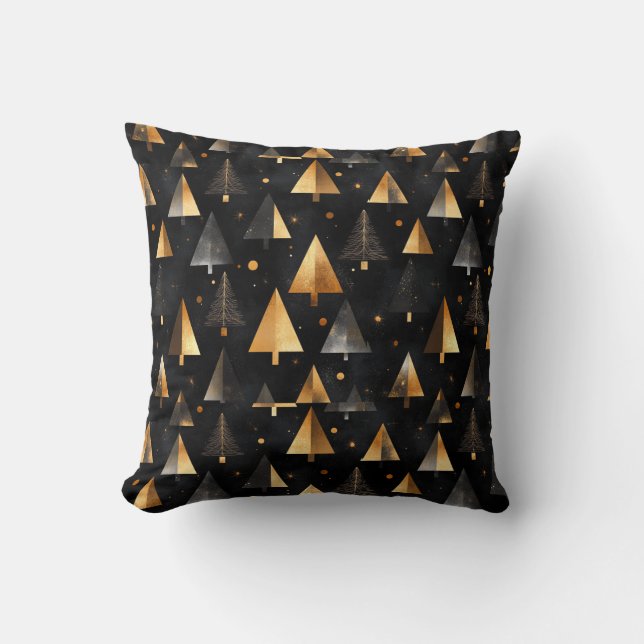 Coussin Cojín Black and Gold Trees Decorative Modern (Recto)