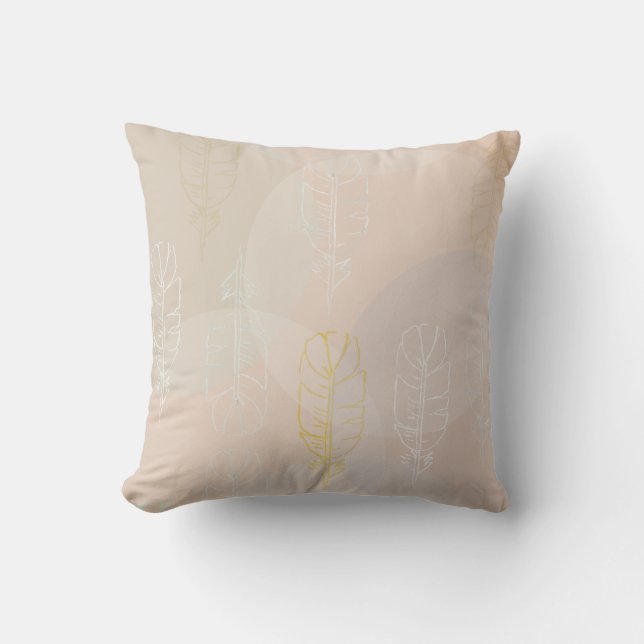 Coussin Cojín con diseño de plumas y círculos. (Recto)