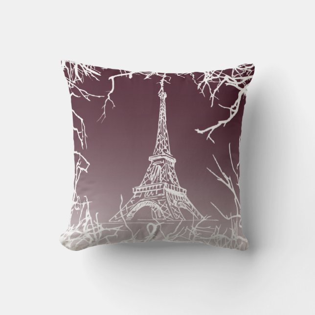 Coussin Cojín con la Torre Eiffel blanco (Recto)