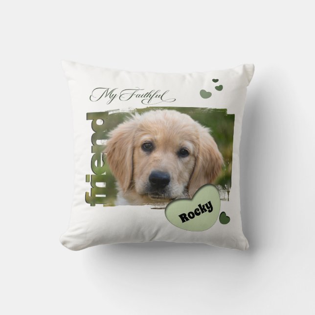 Coussin Cojín Customizable Pet Photo  "My Faithful Friend" (Recto)