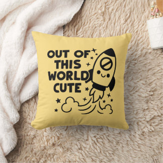 Coussin Cojín decorativo con cohete kawaii – Espacio dulce