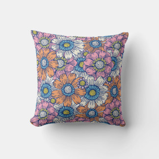 Coussin Cojín Floral Vintage Estilo 60s–70s – Estampado de