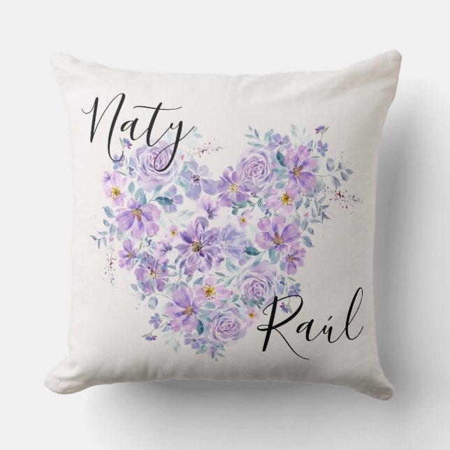 Coussin Cojines Personalizados para Parejas en Tonos Lila (Recto)