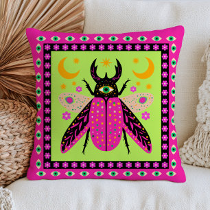Coussin Coléoptère de l'œil maléfique Design d'insecte fun