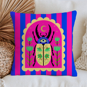 Coussin Coléoptère de l'œil mauvais insecte céleste rayé c