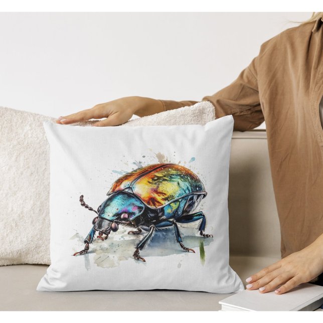 Coussin Coléoptère iridescent à l'aquarelle (Créateur téléchargé)