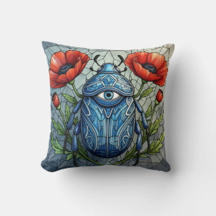 Coussin Coléoptère œil de vitrail Coquelicots Insecte uniq