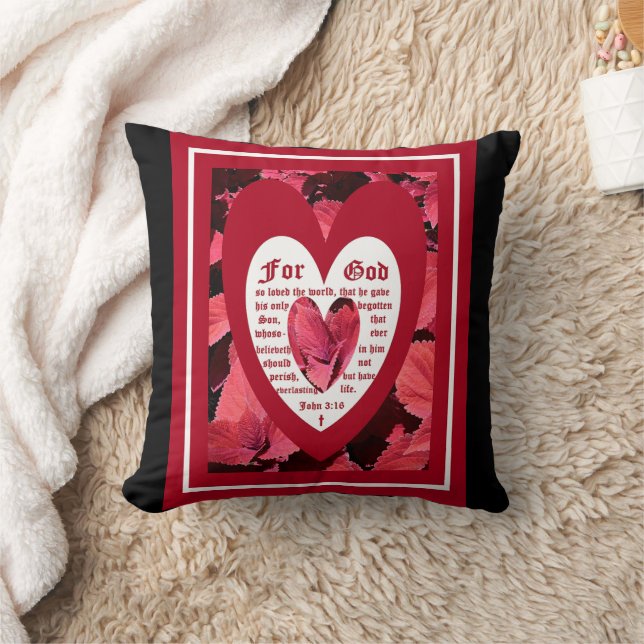 Coussin Coleus Gros plan avec John 3:16 (Couverture)