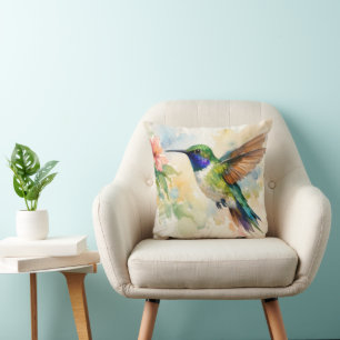 Coussin Colibri à l'aquarelle