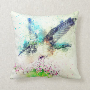 Coussin Colibri aquarelle