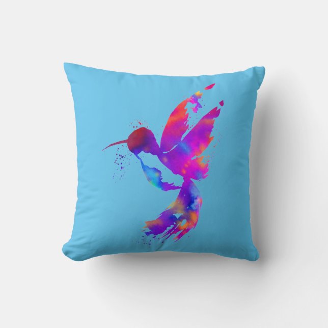 Coussin Colibri arc-en-ciel (Recto)