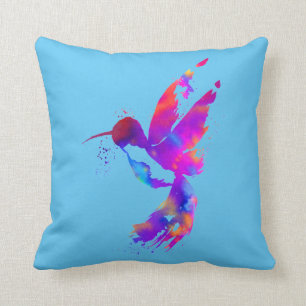 Coussin Colibri arc-en-ciel