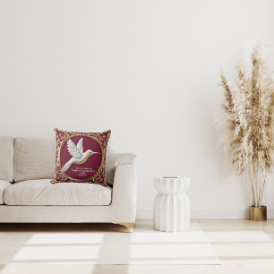 Coussin Colibri blanc sur fond rouge