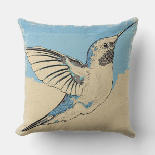 Coussin Colibri Bleu Tan