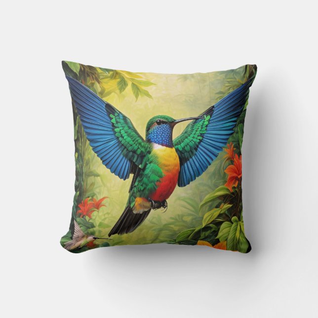 Coussin Colibri Coloré (Recto)