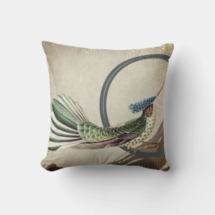Coussin Colibri Cream & Blue Inspiré d'Ernst Haeckel