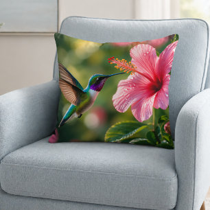 Coussin Colibri en fleurs