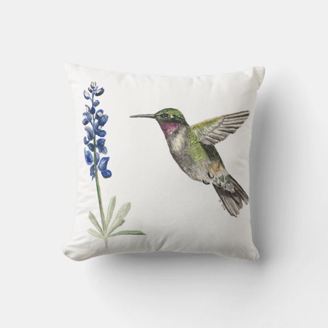 Coussin Colibri et Bluebonnet (Recto)