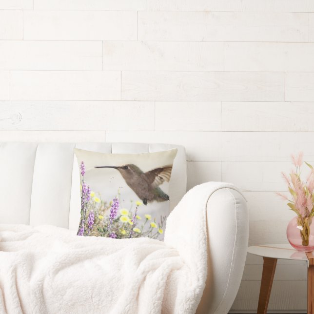 Coussin Colibri et Fleur sauvage Art numérique Accent Pi (Canapé)