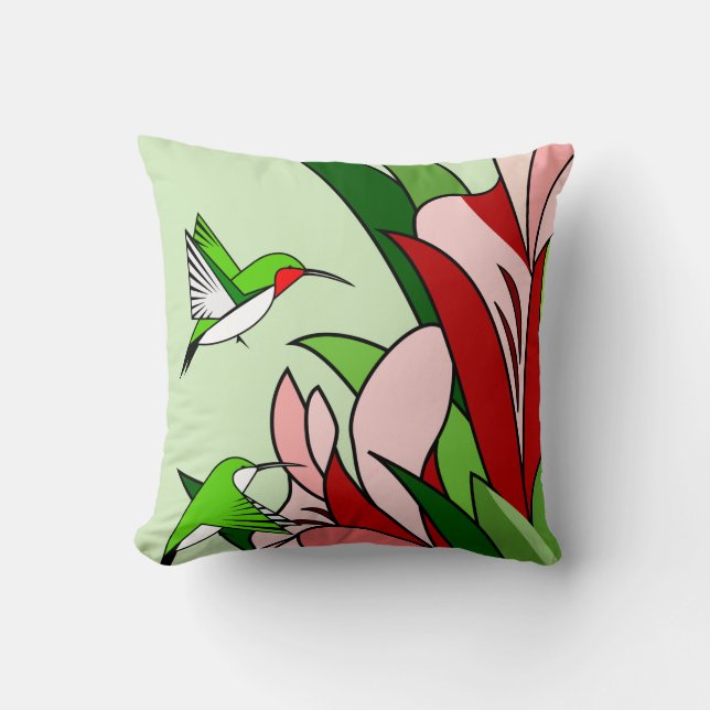 Coussin Colibri et fleurs (Recto)