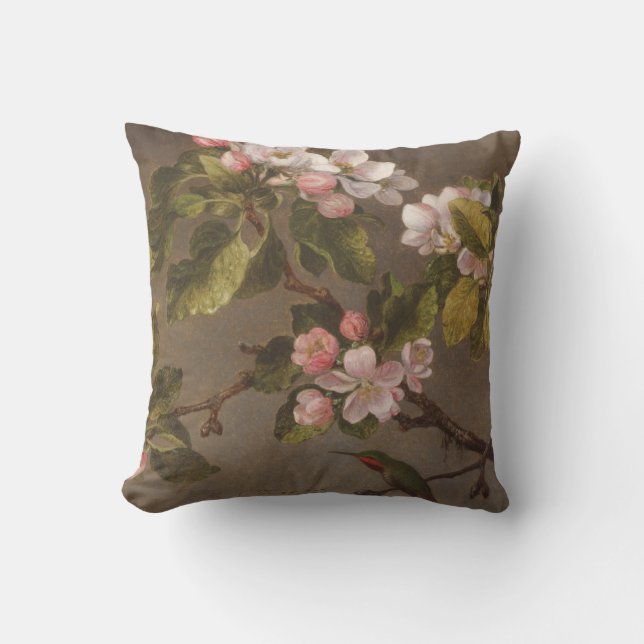 Coussin Colibri et fleurs d'Apple (Recto)