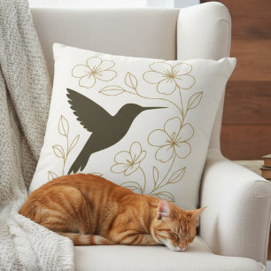 Coussin Colibri Floral – Cadeau Élégant pour Maman