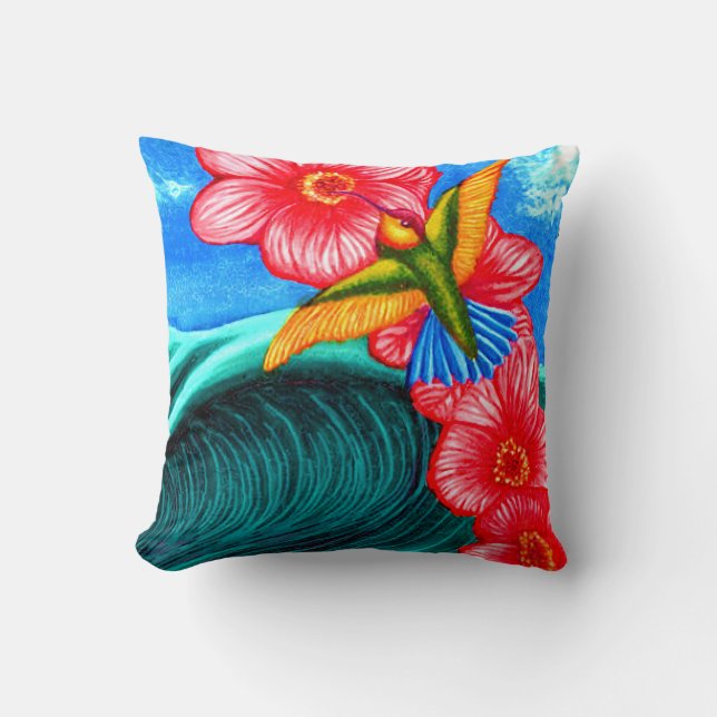 Coussin Colibri Océan  (Recto)