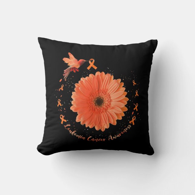 Coussin Colibri Orange Tournesol Leucémie Cancer Aware (Recto)