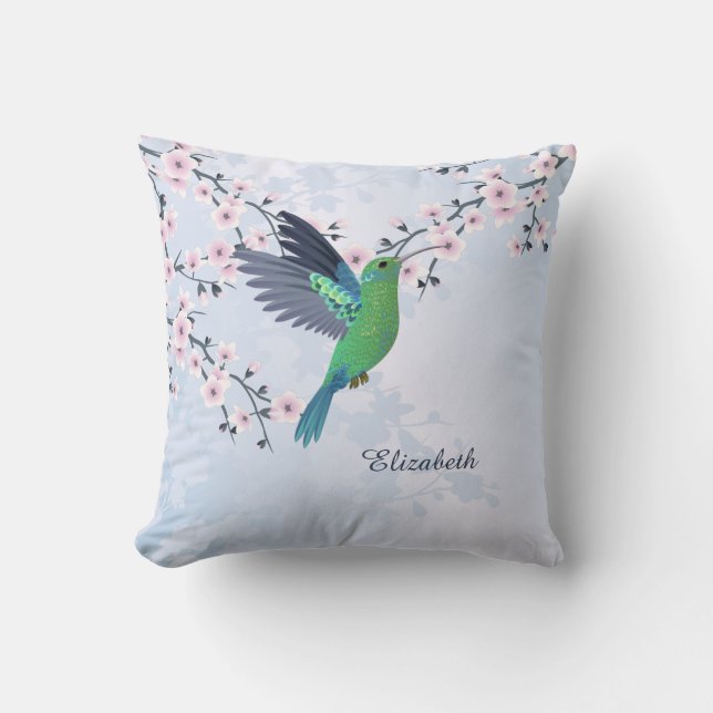 Coussin Colibri Rose Féminin Brillant  (Recto)